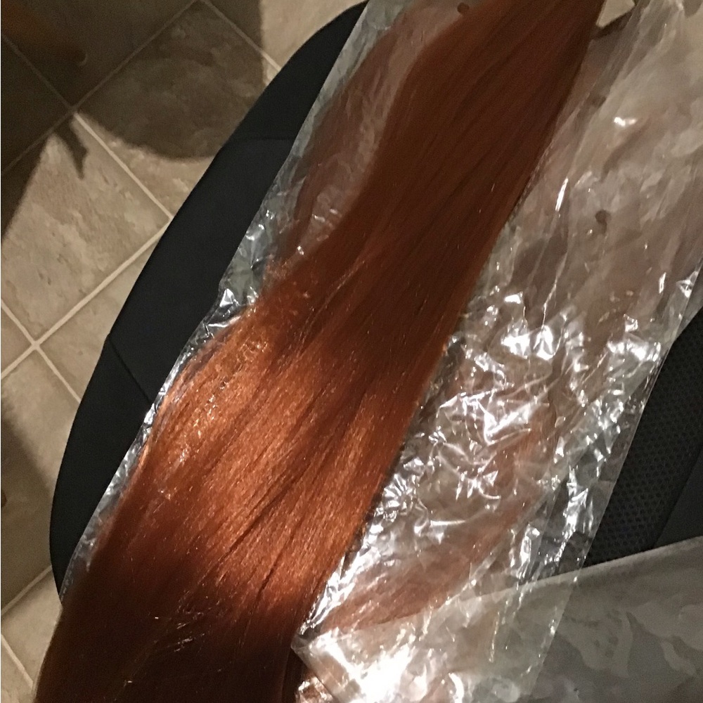 #350 low temp synthetic fiber wefted 24 inch (ginger red/copper) hair extensions
